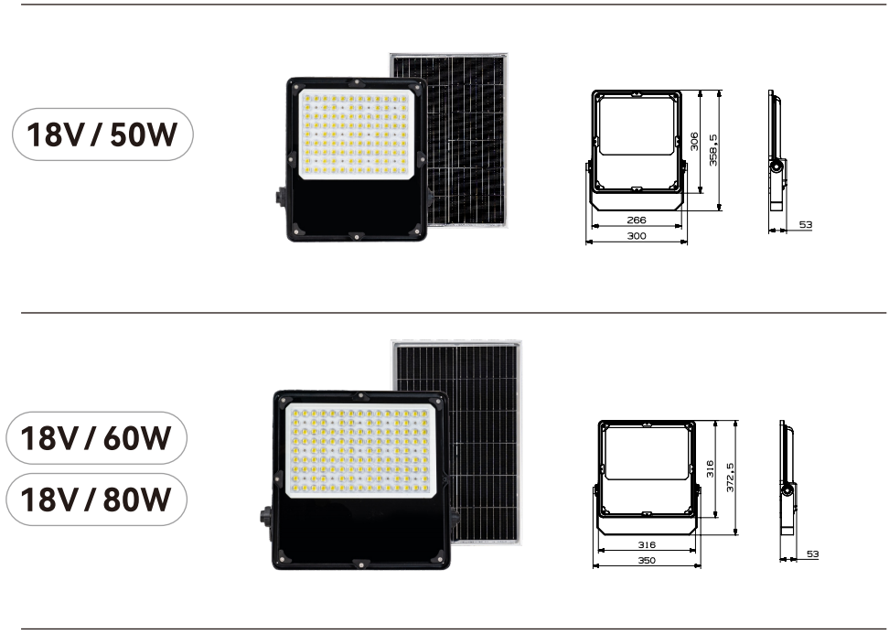 20w solar flood light
